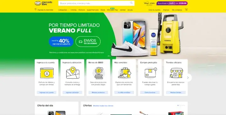 MercadoLibre page to sell online
